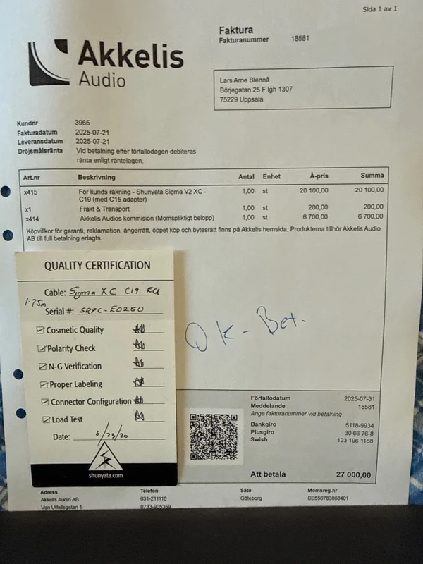 Shunyata Denali 6000v2 och Shunyata Sigma XC 1,75m - Bild 3 av 6