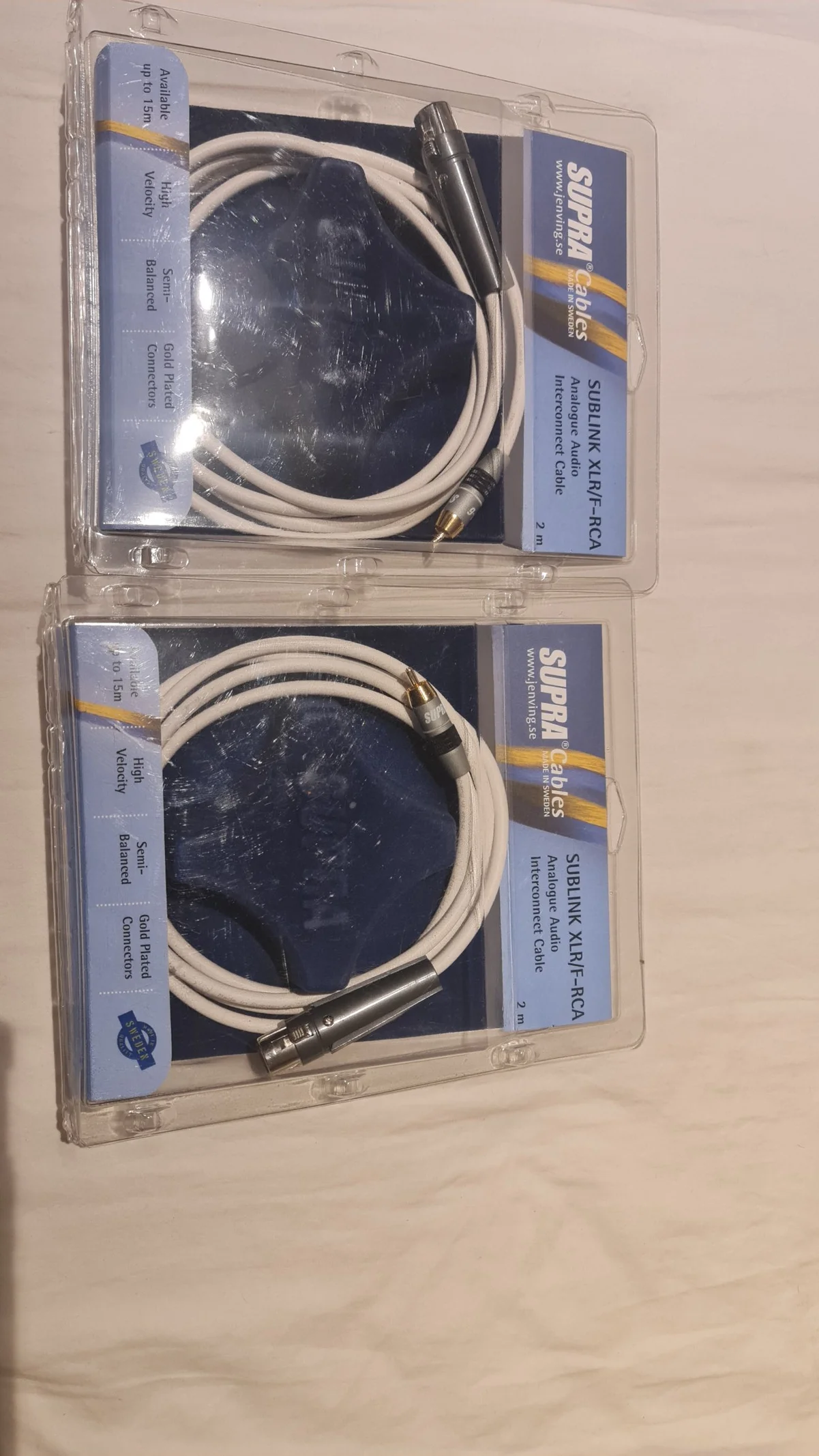 Supra Sublink XLR (hona) till RCA (hane) - 2 meter l&aring;nga. - Bild 1 av 2