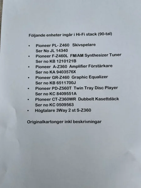 Pioneer stereoanl&auml;ggning komplett Hi-Fi stack (90-tal) - Bild 1 av 2