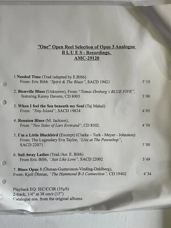 Opus 3 Analogue BLUES Recordings 38 cm/s - Bild 3 av 5