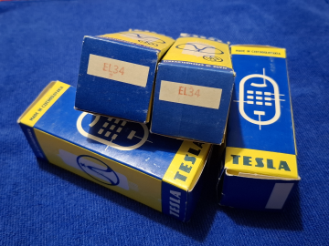 EL34 Tesla 37 NOS/NIB 1975/1977 radiorör matchad kvartett