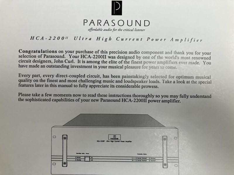 HighEnd slutsteg Parasound HCA 2200ll - Bild 3 av 3