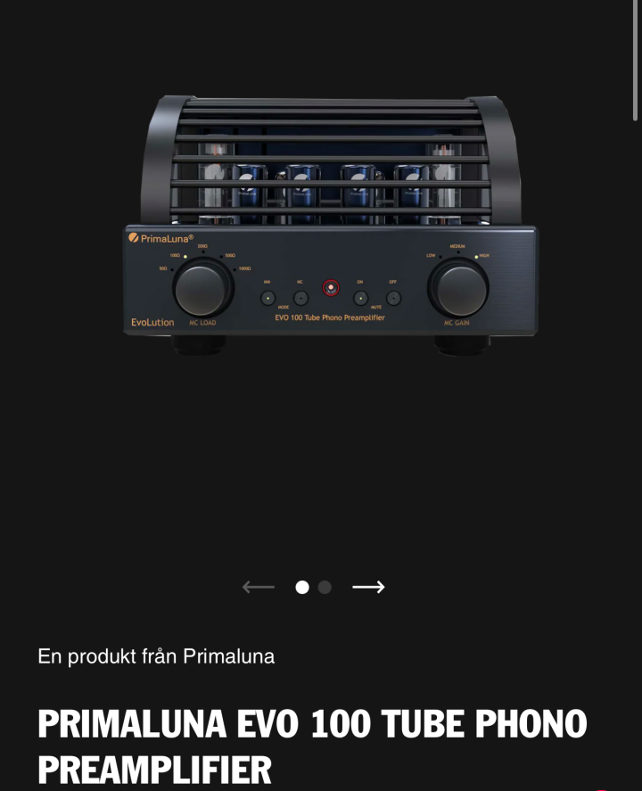 Prima Luna EVO 100 Rör-Phonosteg / Riaa