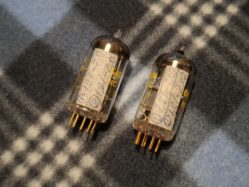 E83CC Tesla Yellow Print Gold Pins (ECC83) NOS radior&ouml;r - Bild 4 av 4