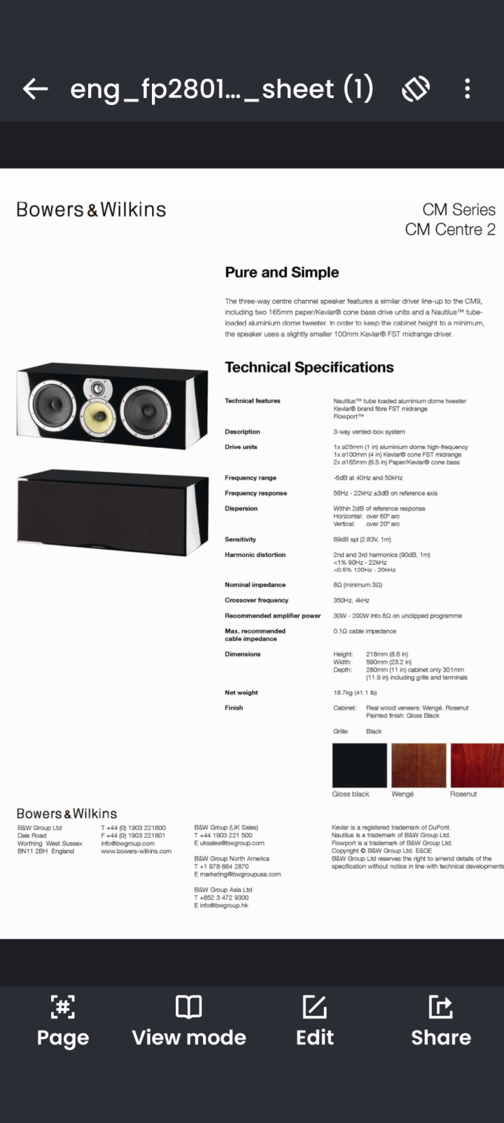 Bowers&Wilkins CENTER 2 