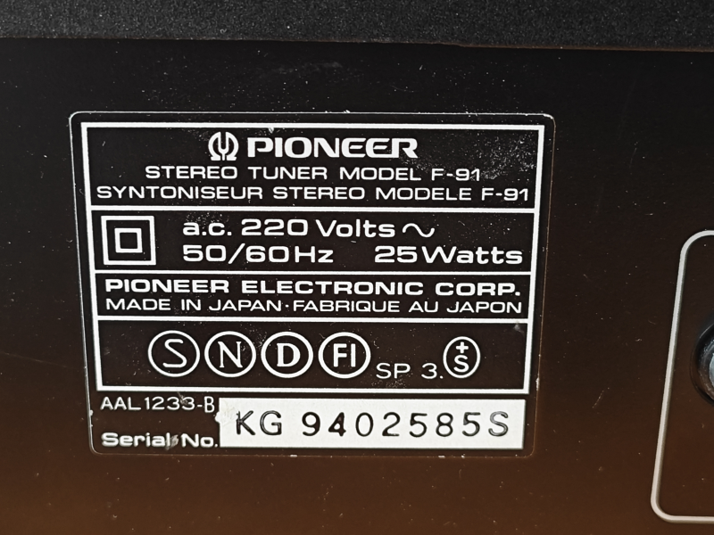 Pioneer F-91 Reservdelar - Bild 6 av 6