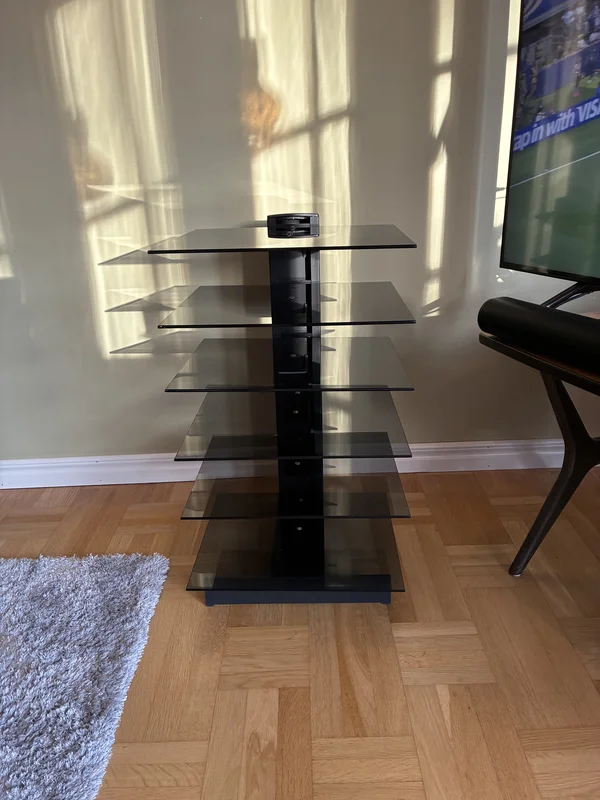 HiFi-b&auml;nk i metall och tonat glas - Bild 4 av 4
