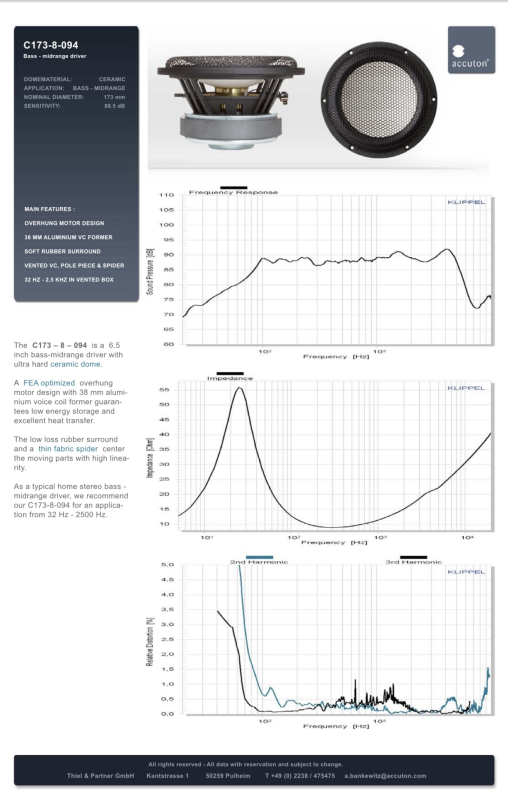 Thiel / Accuton C173-8-094 Oanvändt par (2 st) 7” element - Bild 1 av 2