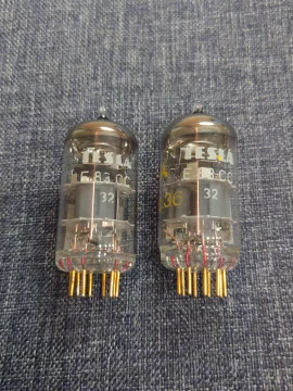 E83CC Tesla Gold pins (ECC83 / 12AX7) NOS matchat par.