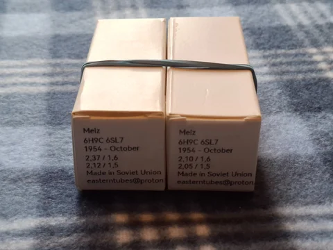 MELZ 6Н9С / 6N9S / 6SL7 – NOS matchat par – Black Plate...