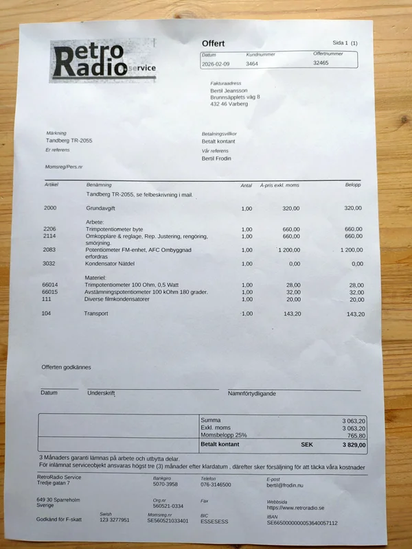 TANDBERG TR 2055 Receiver TANDBERG TR 2055 Receiver - Bild 9 av 9