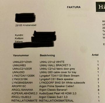 Förstärkare, subwoofer & högtalare Lyngdorf samt möbel UNNU