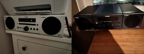 En svart och en vit Yamaha crx 040 CD Receiver