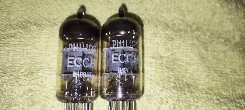Ett matchat par&nbsp;Philips ECC81 samma kod VF2 B9E2 &aring;r 59! - Billede 3 af 6
