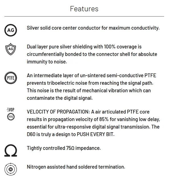Illuminati (Kimber) D-60 Digitalkabel, 75 ohm, 0.5 m - Bild 2 av 4