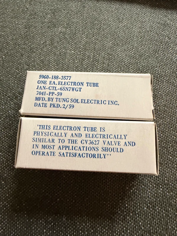 TungSol 6SN7 WGT NOS rör från 1959 -matchat par TungSol 6SN7 WGT NOS rör från 1959 -matchat par - Bild 3 av 3