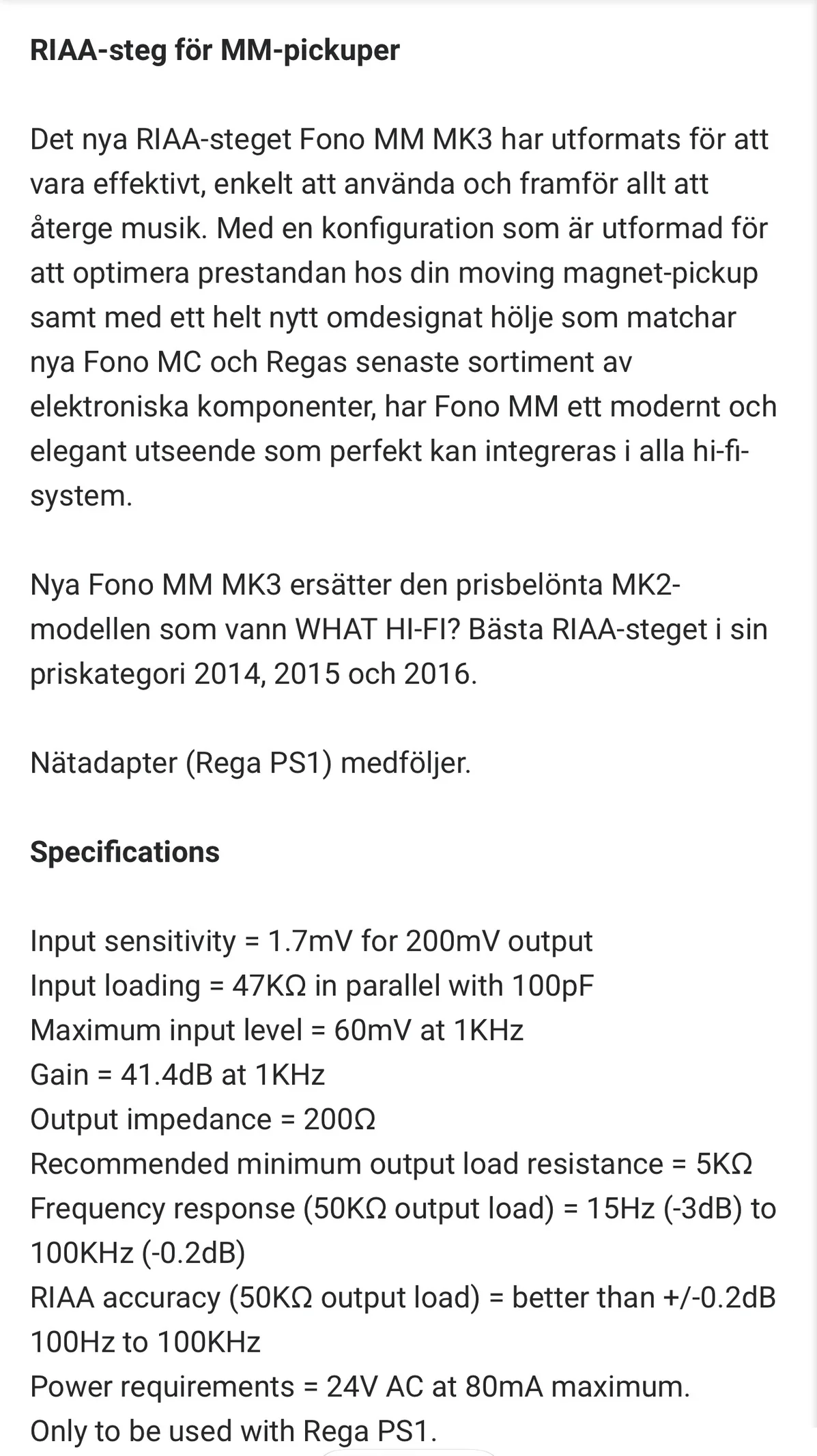 Rega phono mm mk3 säljes Rega phono mm mk3 säljes - Bilde 3 av 3
