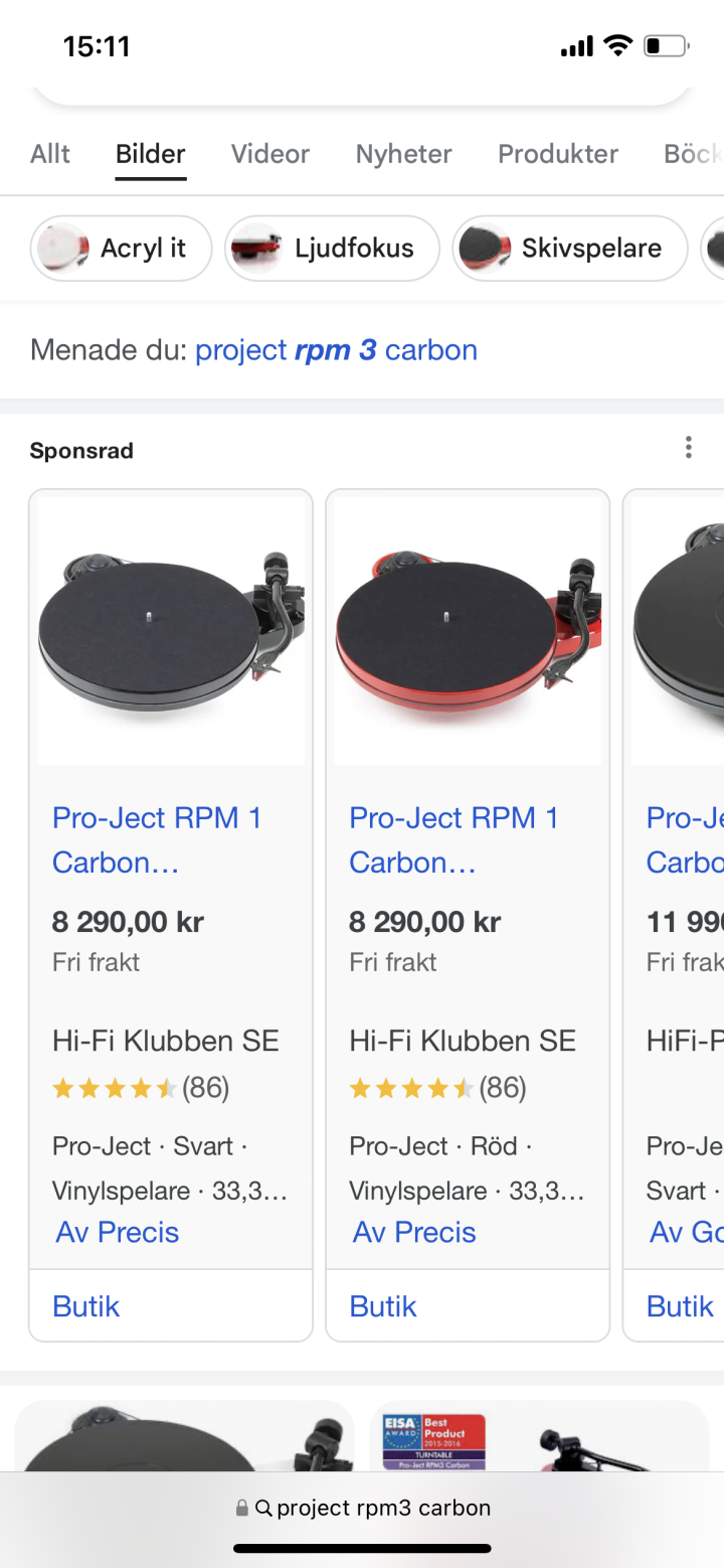 PRO-JECT RPM 1 CARBONhelt ny i oöppnad låda