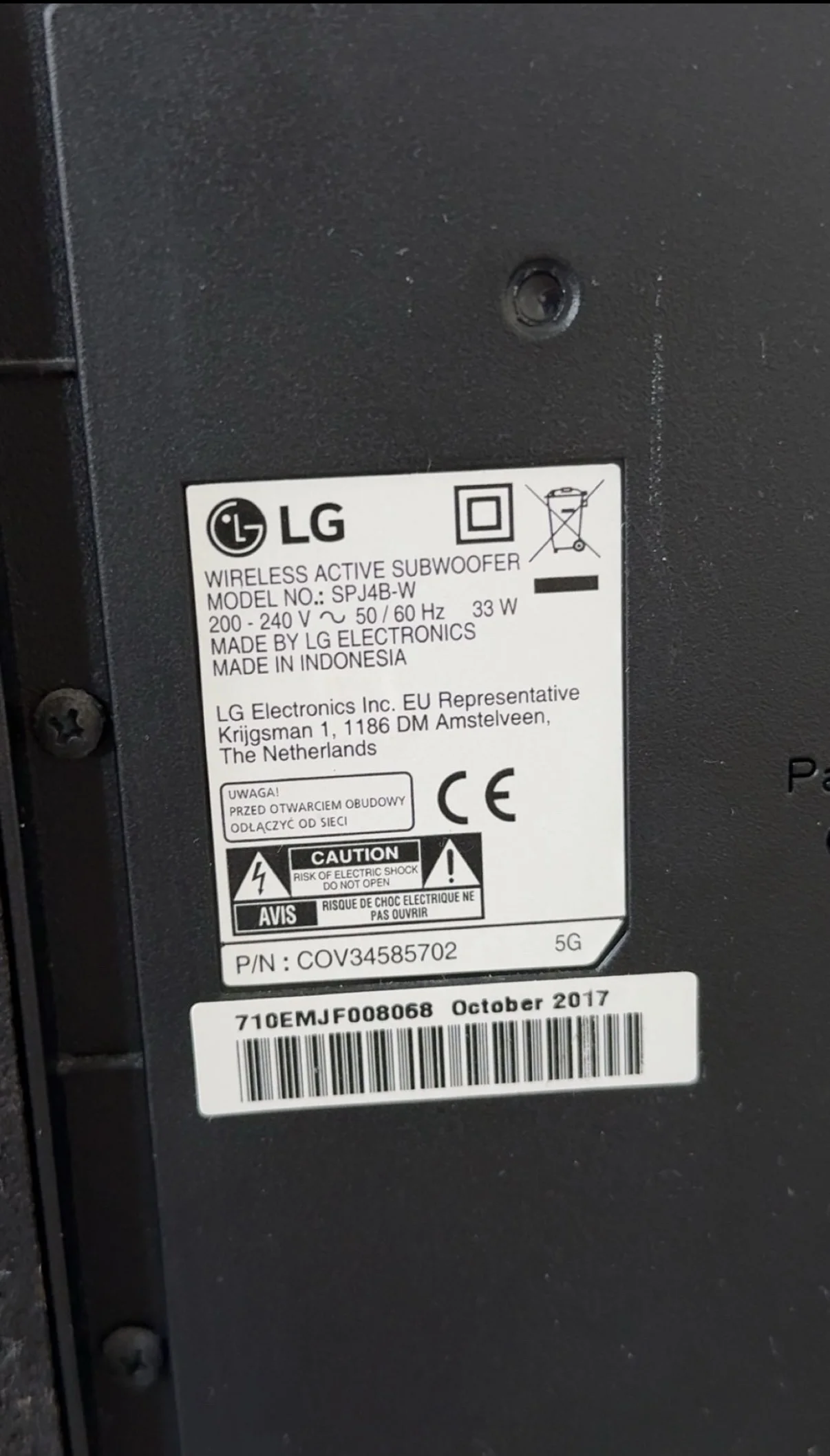 LG soundbar med subwoofer - Billede 5 af 5