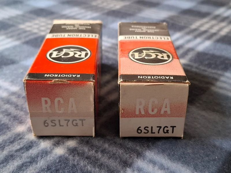 RCA 6SL7GT Black Plate &ndash; NOS Matchat Par &ndash; Originalkartonger - Billede 1 af 7