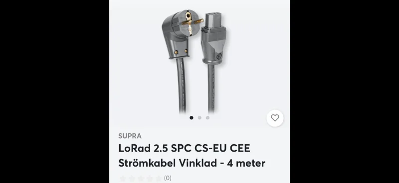SUPRA Strömkabel 4m SUPRA Strömkabel 4m - Bild 1 av 1
