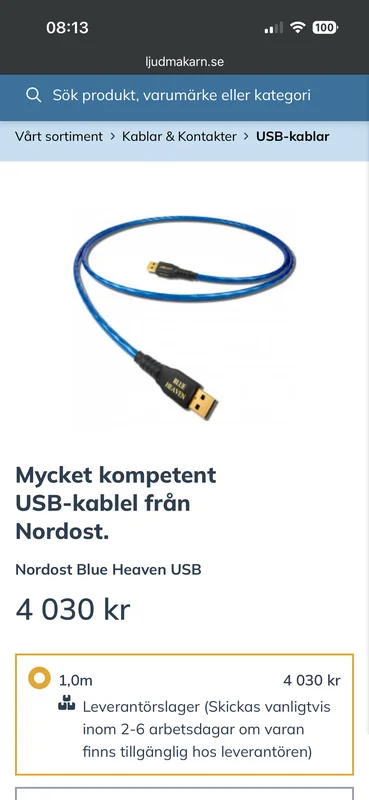 Nordost blue heaven USB 1 m - Bild 1 av 6