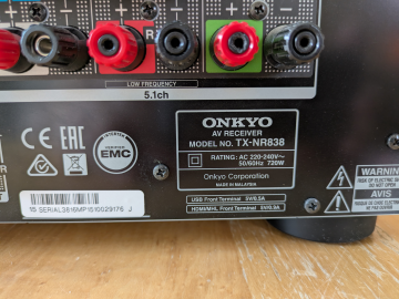 Onkyo TX-NR838 AV Receiver