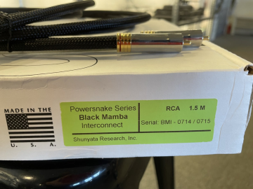 Shunyata Black Mamba RCA interconnect, 150CM, beg
