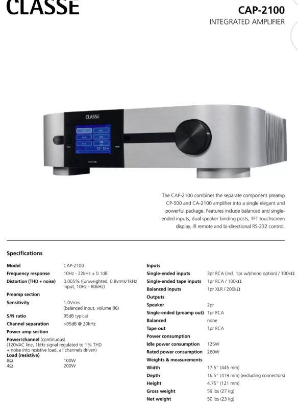 Classé CAP-2100 integrerad förstärkare - Bild 4 av 8