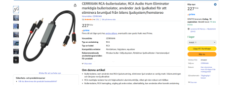 CERRXIAN RCA-bullerisolator, RCA Audio Hum Eliminator markögla bullerisolator, använder Jack ljudkab
