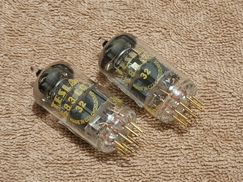 E83CC Tesla Gold (ECC83) NOS Yellow Print Gold Pins Mil...