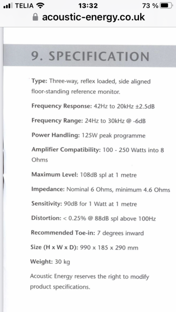 Acoustic Energy ae3 reference mkll