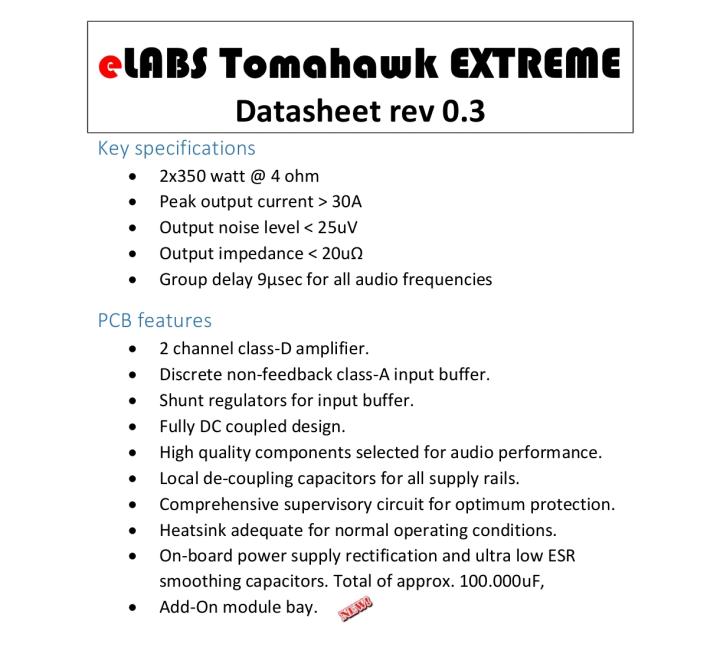 eLABS Tomahawk Extreme v3 Förstärkare 