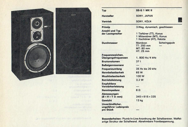 Sony SS-G 1 MK2 - made in Germany by Wega - SEAS  - Bild 7 av 9