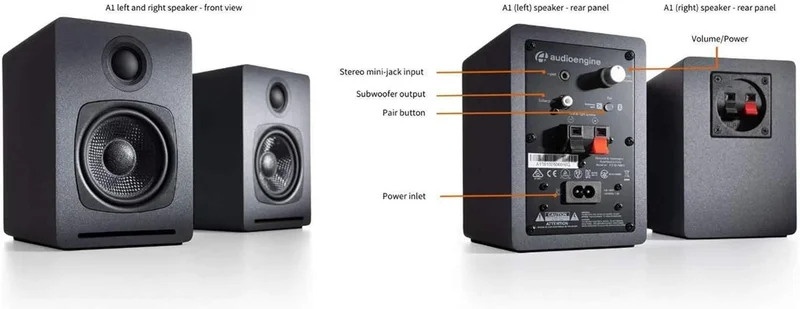 Audioengine A1 Aktiva Bluetooth-h&ouml;gtalare - Bild 4 av 5