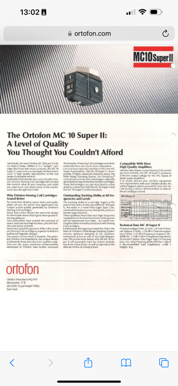 Ortofon mc 10 super mk2 