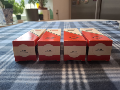 Svetlana EL34 clear top NOS/NIB Matchad kvartett radiorör