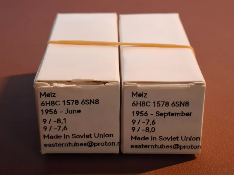 MELZ 6Н8С / 6SN7 NOS &ndash; Matchat par &ndash; 1956 &ndash; Ribbed Plates &ndash; NOS - Bild 5 av 5
