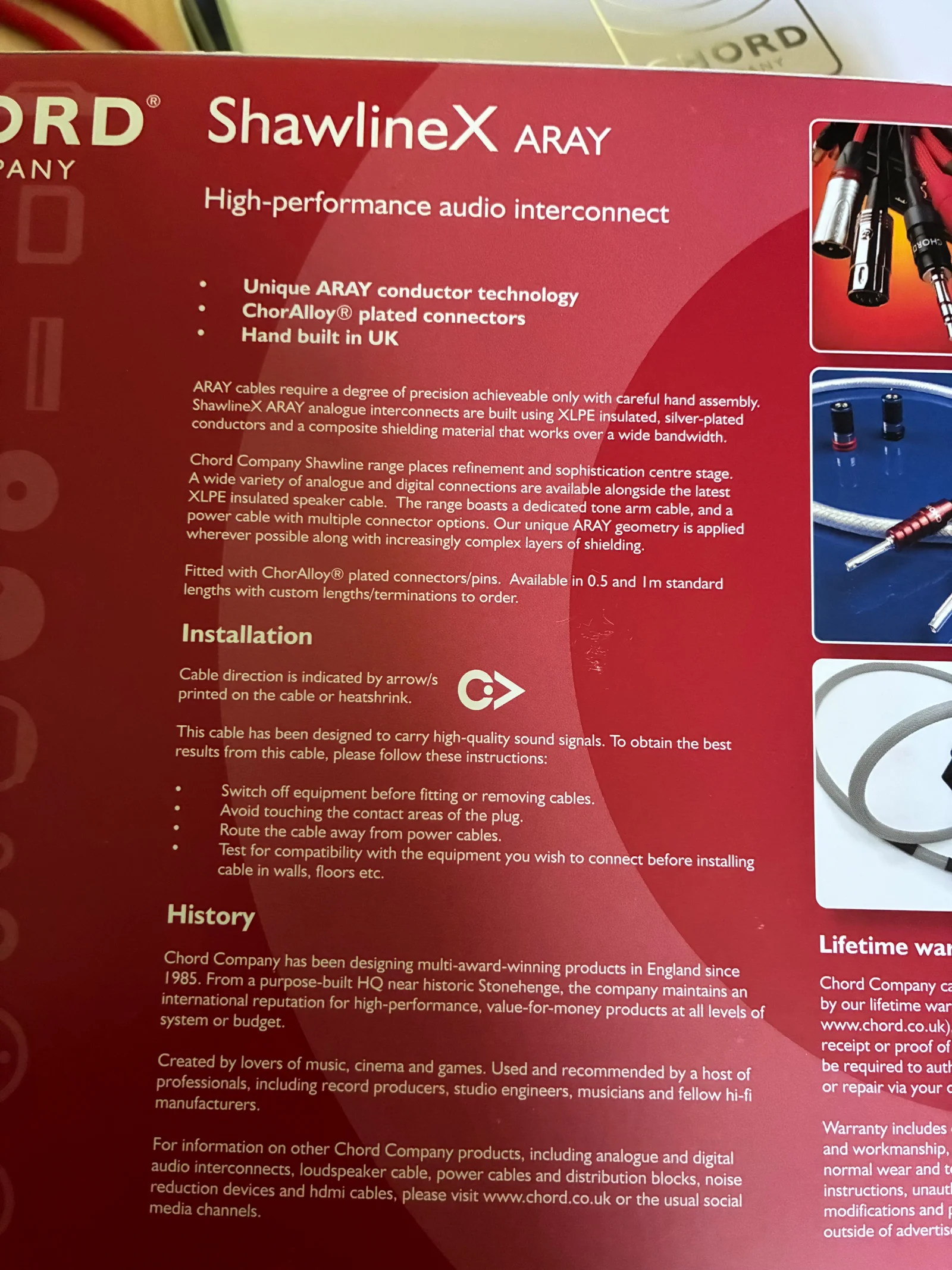 Tonarms kabel Chord Shawline X aray 1.2m - Bild 6 av 6