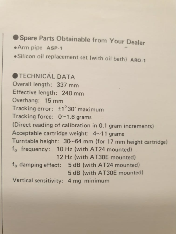 AT-1100 arm AT630 AT30E AT-1100 arm AT630 AT30E - Bild 2 av 4