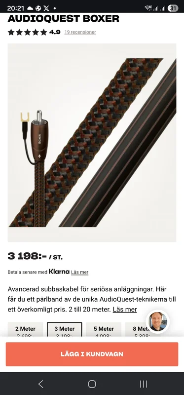 Audioquest Boxer 3m Subbaskabel - Bild 1 av 2