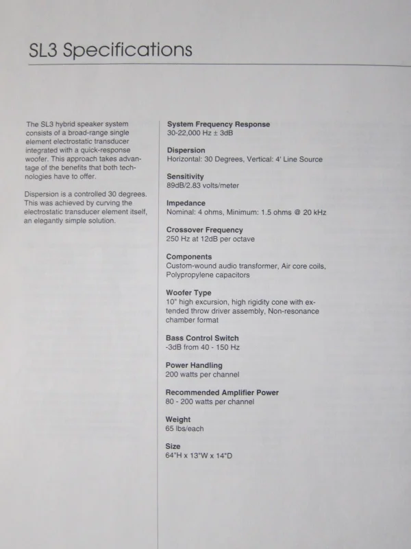 Martin Logan SL3 - Bild 3 av 4