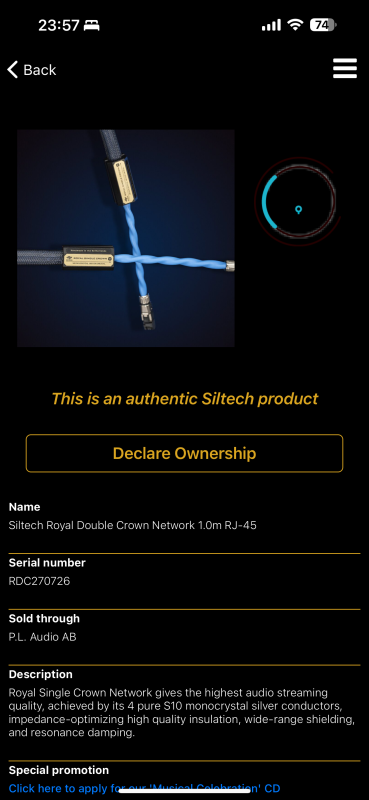 Siltech Siltech Double Crown Ethernet (RJ45) - 1 meter - Bild 4 av 5