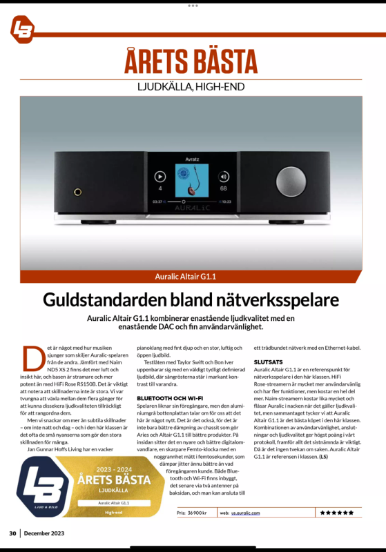 Auralic Altair G1.1 - Streamer/DAC/Försteg - Demoex - Bild 2 av 4