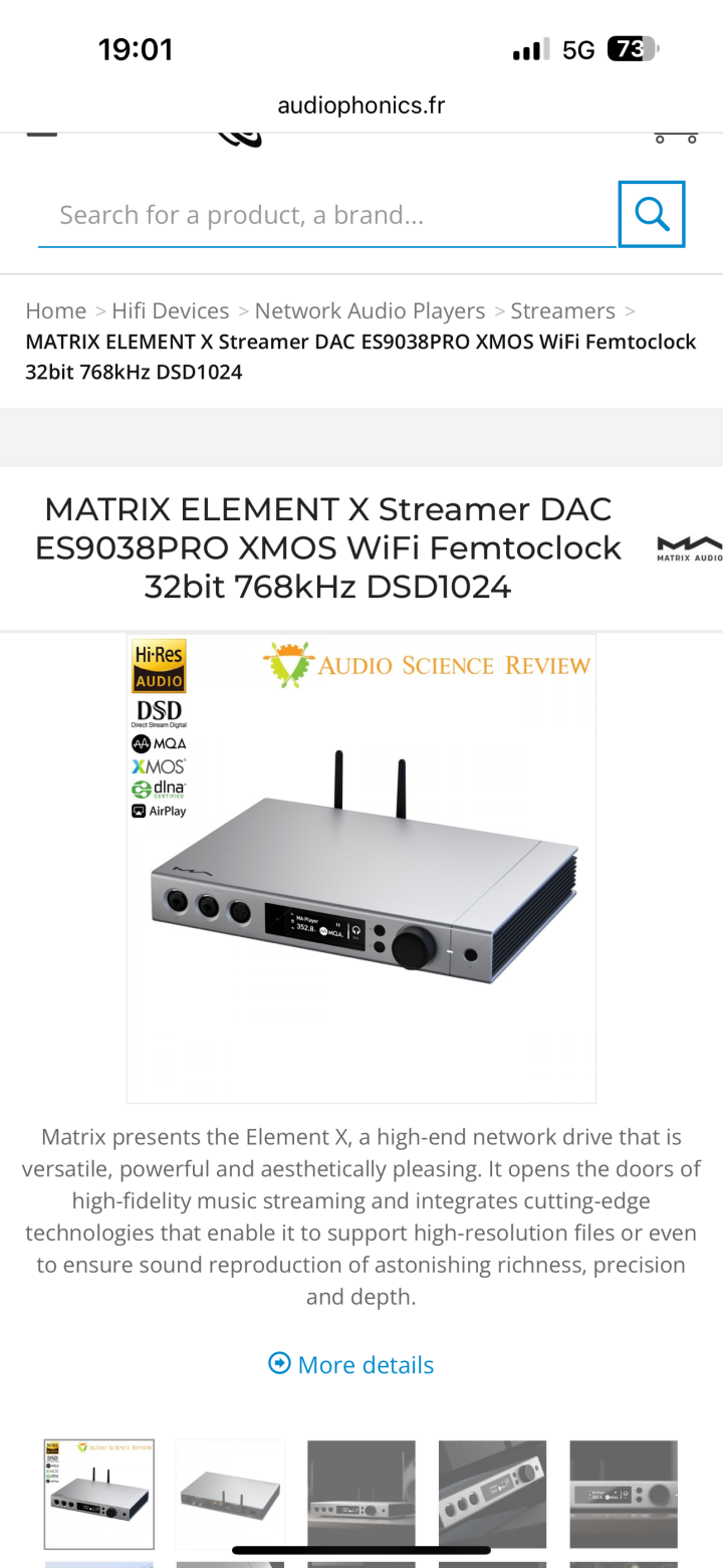 Matrix Element X DAC/Streamer/försteg