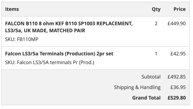 NYA OANV&Auml;NDA FALCON B110 8 ohm KEF B110 SP1003 (Till Rogers LS3/5a) - Bild 4 av 4