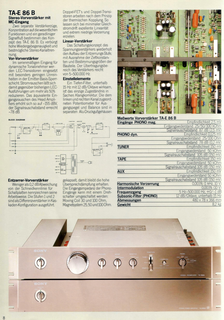 Sony TA-N86B power amplifier and Sony TA-E86B preamplifier