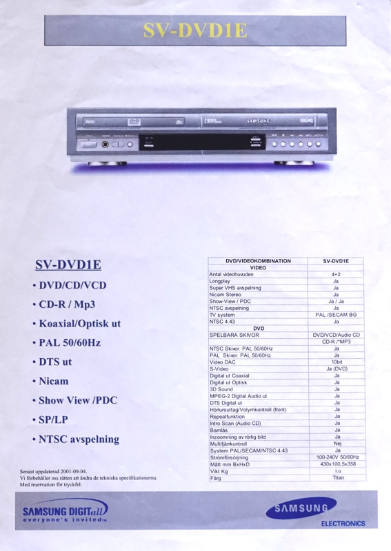 SAMSUNG VHS-DVD kombispelare  - Bild 12 av 12