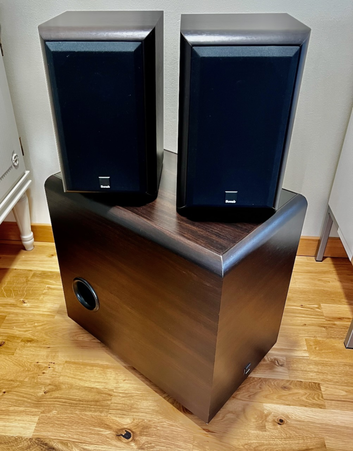 Sonab ljudsystem. Högtalare CS-101 och Subwoofer SB-101. Fint skick.