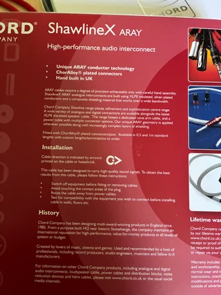 Tonarms kabel Chord Shawline X aray 1.2m